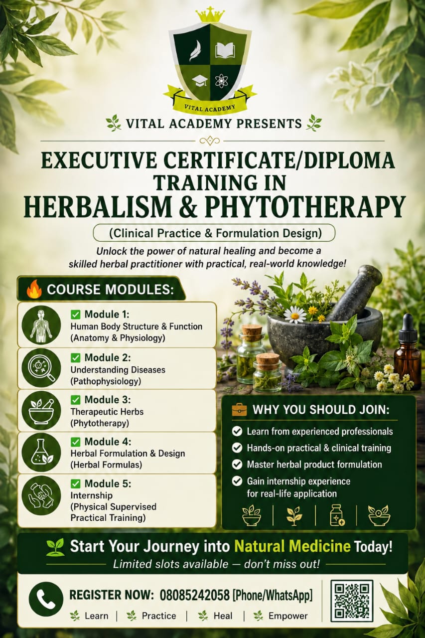 Executive Diploma Training in Herbalism and Phytotherapy flyer - Vital Academy